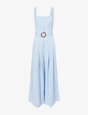 Belted Wide-Leg Cotton And Linen Blend Jumpsuit by ME&EM