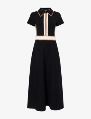 Collared Contrast-Stripe Merino Wool-Blend Maxi Dress by ME&EM