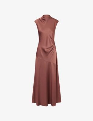 Cowl-Neck Sleeveless Satin Maxi Dress by ME&EM