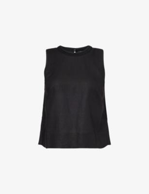 Crotchet-Trim Crease-Less Linen-Blend Top by ME&EM