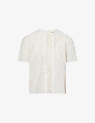 Embroidered Cut-Out Cotton-Voile T-Shirt by ME&EM