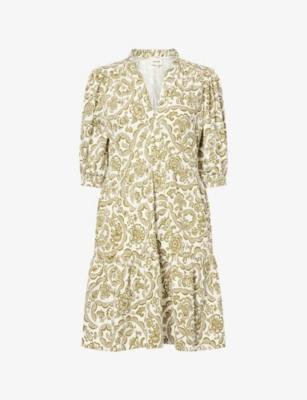 Entangled Lace-Print Tiered Cotton Mini Dress by ME&EM