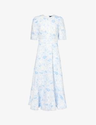 Gardenia-print jacquard cotton maxi dress by ME&EM