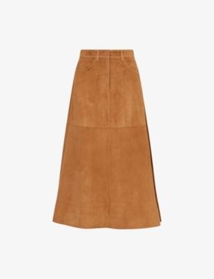 Luxe A-Line Suede Midi Skirt by ME&EM
