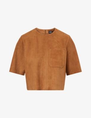 Luxe Round-Neck Suede T-Shirt by ME&EM