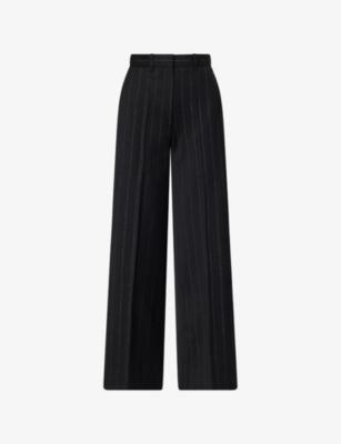 Metallic Pinstripe Straight-Leg Woven Trousers by ME&EM