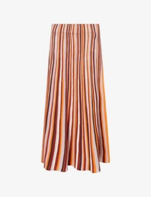 Metallic Textured Stripe Knit Maxi Skirt by ME&EM