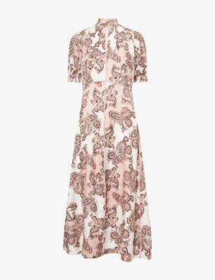 Paisley-Print Fit-and-Flare Jacquard-Crepe Maxi Dress by ME&EM