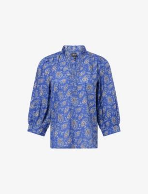 Paisley-Print Frill-Collar Cotton Blouse by ME&EM