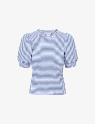 Puff-Sleeve Striped Cotton Top by ME&EM