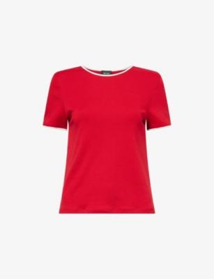 Round-Neck Contrasting-Trim Cotton T-shirt by ME&EM