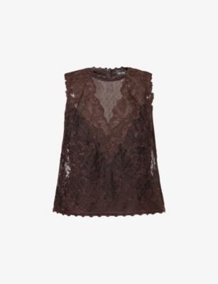 Round-Neck Sleeveless Lace Top by ME&EM