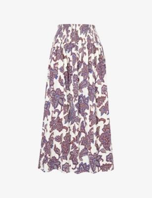 Shirred-Waist Floral-Print Cotton Maxi Skirt by ME&EM