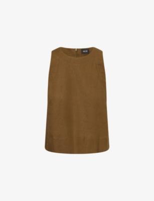 Sleeveless Cropped Linen-Blend Top by ME&EM