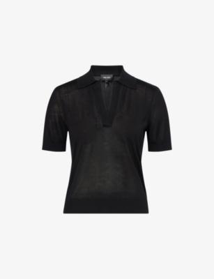 Slim-Fit Polo-Collar Silk-Knit Top by ME&EM