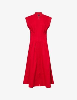 Stand-Collar Sleeveless Cotton Midi Dress by ME&EM