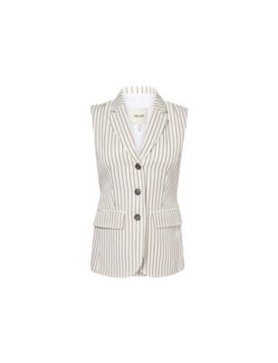 Striped Sleeveless Linen-Blend Blazer by ME&EM