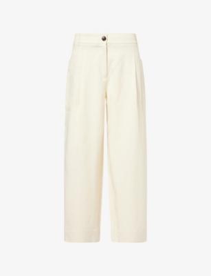 Tapered-Pleat Cotton And Linen Blend Trousers by ME&EM