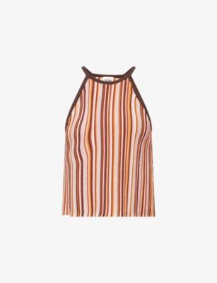 Textured-Strip Knitted Vest-Top by ME&EM