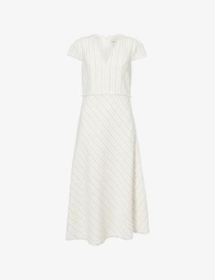 Textured Stripe Fit And Flare Woven Midi Dress by ME&EM