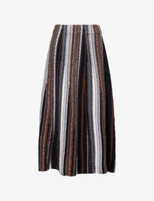 Textured Striped Wool-Blend Maxi Skirt by ME&EM Textured Striped Wool-Blend Maxi Skirt by ME&EM