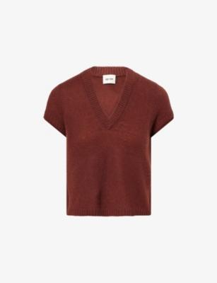 V-Neck Short-Sleeve Merino Wool-Blend Top by ME&EM