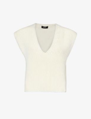 V-neck rib-knit cotton jumper by ME&EM
