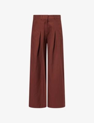 Wide-Leg Pleat Front Linen-Cotton Blend Trousers by ME&EM