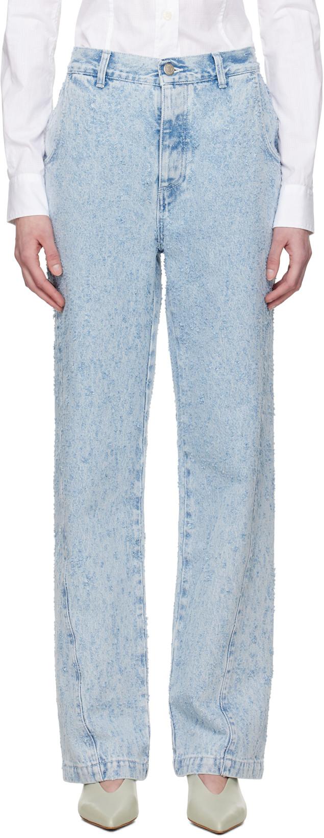 Blue Twisted Seam Jeans by MFPEN