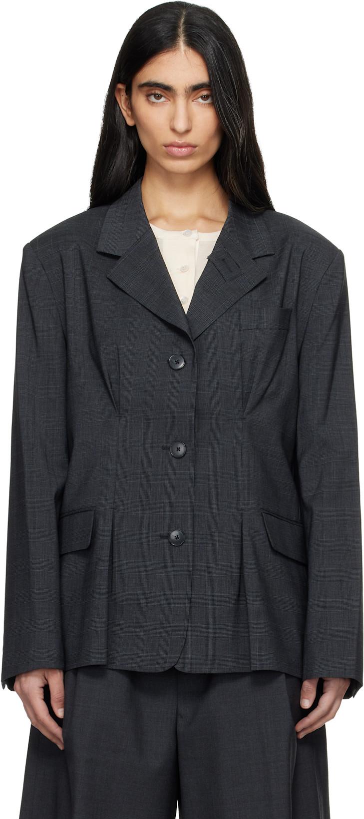 Gray Inverted Pleat Blazer by MFPEN