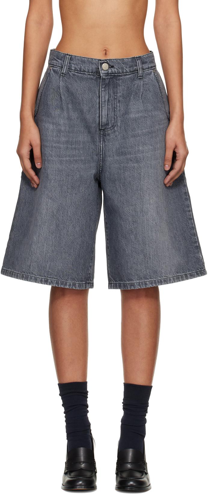 Gray Rivet Denim Shorts by MFPEN