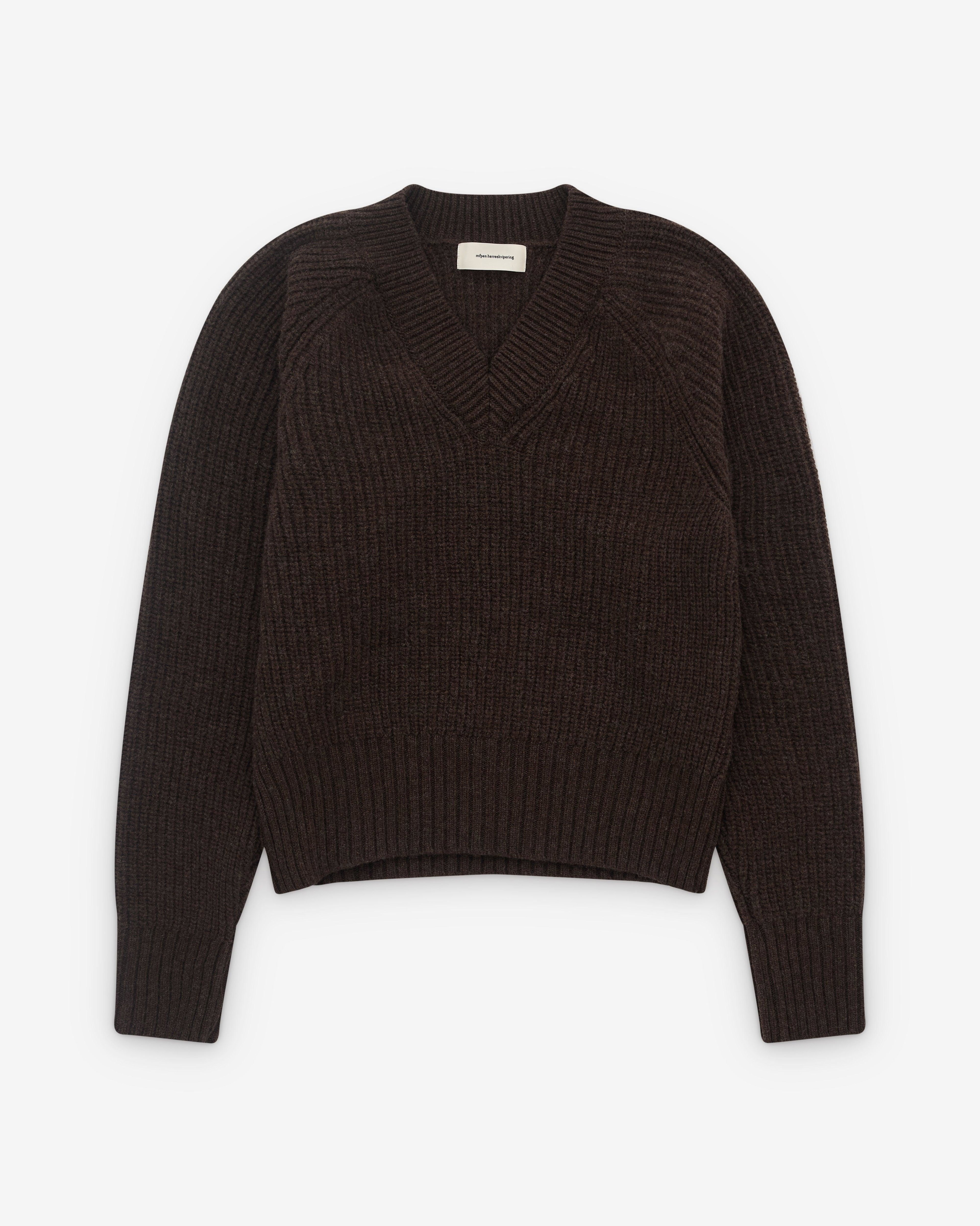 Mfpen - Men’s Plaza V-Neck - (Dark Brown) by MFPEN