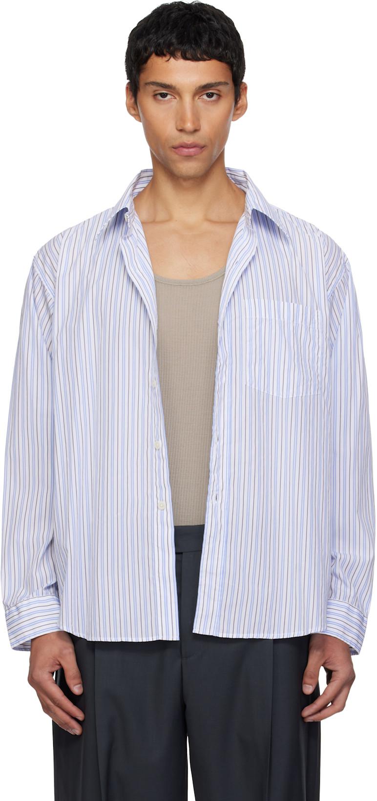 White & Blue Executive Shirt by MFPEN