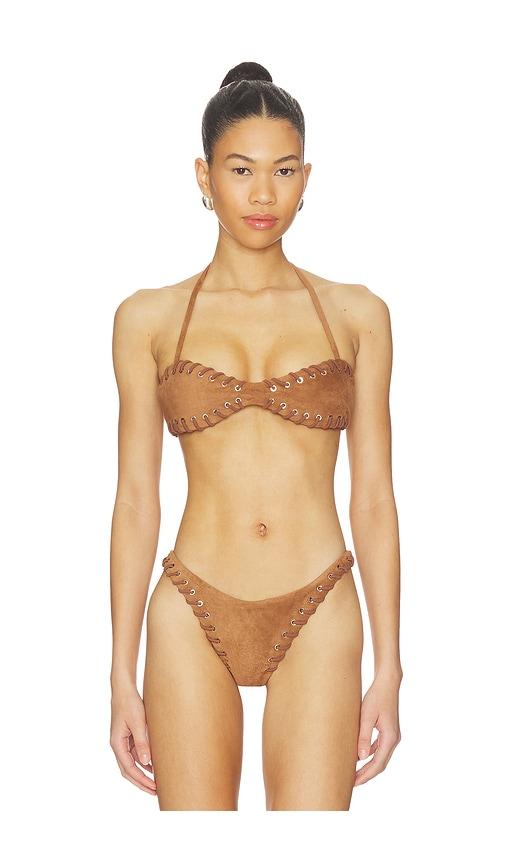 Miaou Rio Bikini Top in Tan by MIAOU
