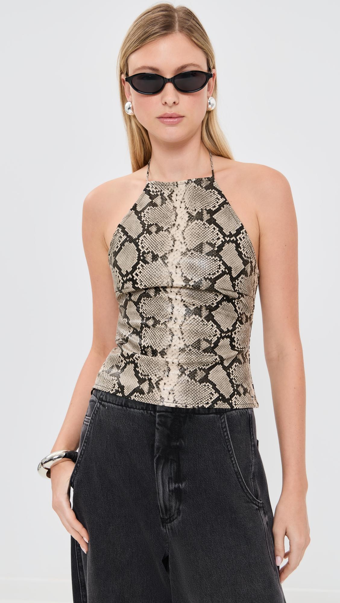 Natalia Faux Leather Top by MIAOU