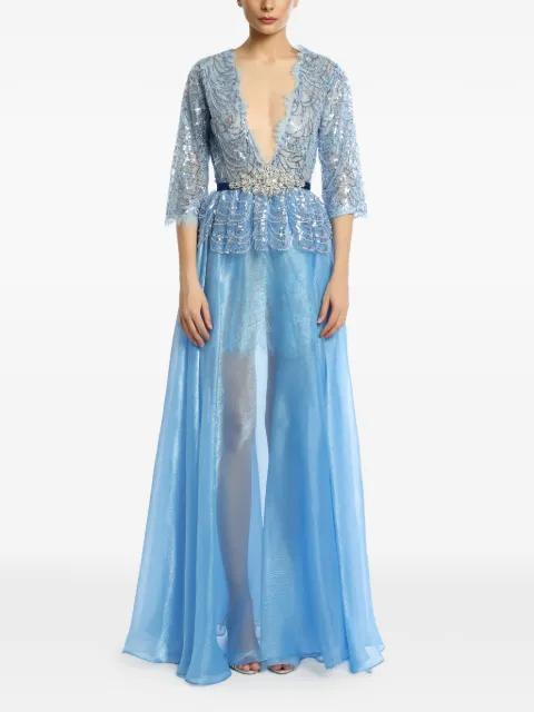 Alia sequin-embellished peplum dress by MIAU BY CLARA ROTESCU