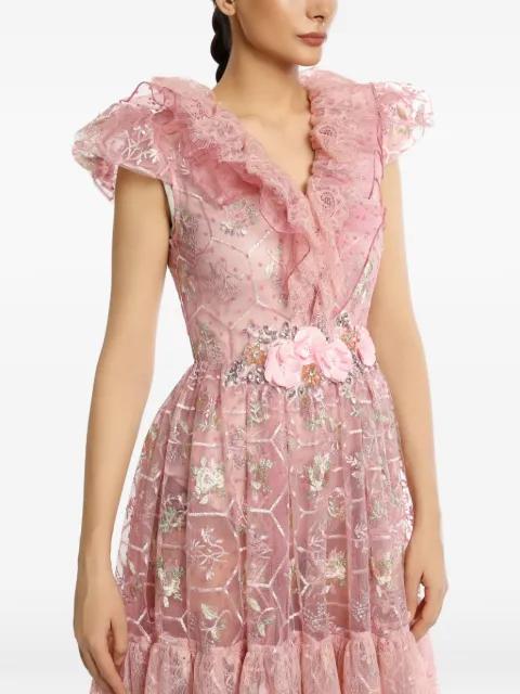 Batoul ruffled floral-embroidered dress by MIAU BY CLARA ROTESCU