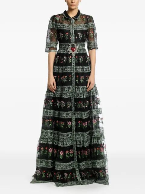 Eiran floral-embroidered tiered dress by MIAU BY CLARA ROTESCU