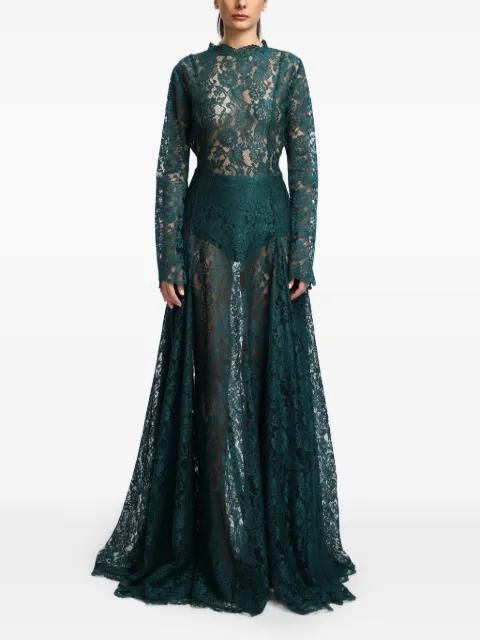 Inara lace long-sleeve maxi dress by MIAU BY CLARA ROTESCU