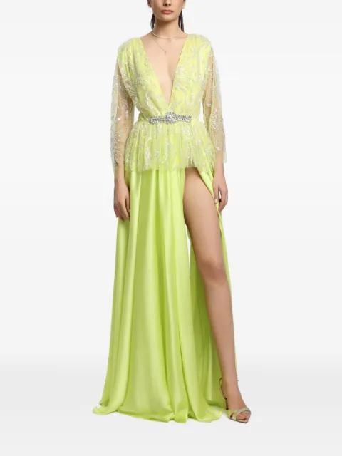 Portofino crystal-embellished V-neck maxi dress by MIAU BY CLARA ROTESCU