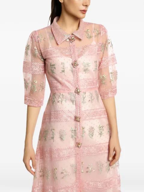Shula floral-embroidered tiered dress by MIAU BY CLARA ROTESCU