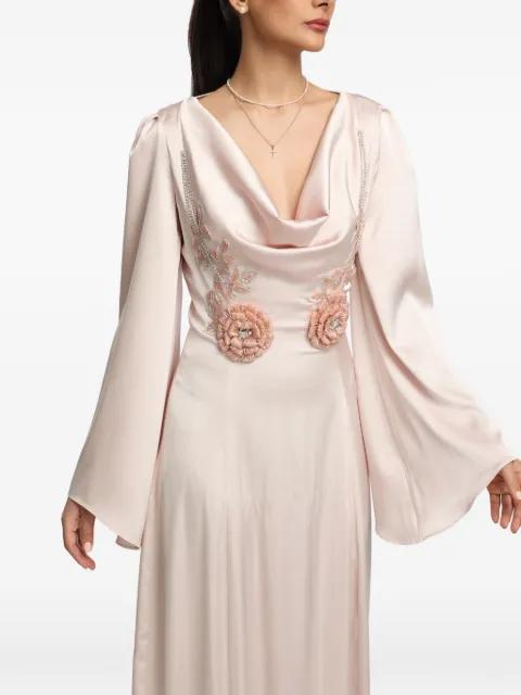 floral-embellished cowl-neck dress by MIAU BY CLARA ROTESCU