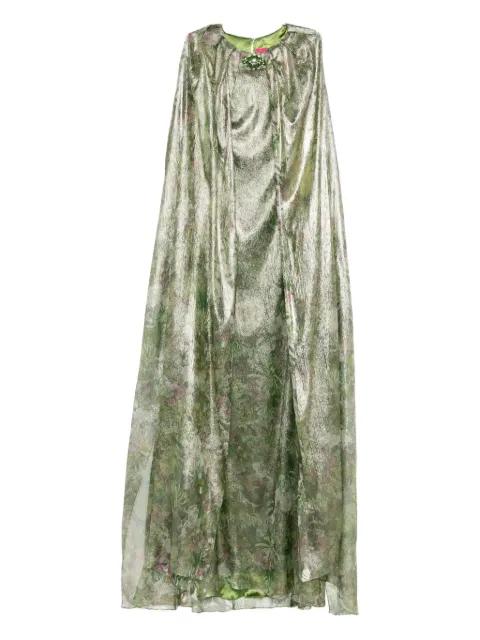 floral-print metallic dress by MIAU BY CLARA ROTESCU