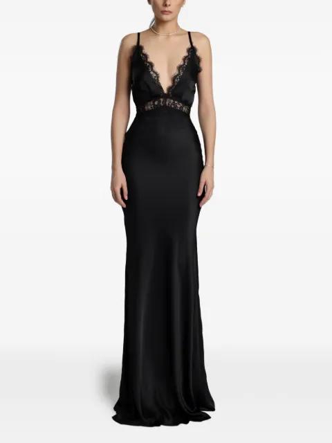 lace-trim satin dress by MIAU BY CLARA ROTESCU