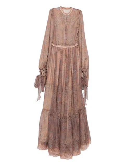 paisley-print tiered dress by MIAU BY CLARA ROTESCU