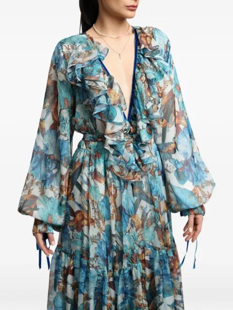 ruffled floral-print dress by MIAU BY CLARA ROTESCU