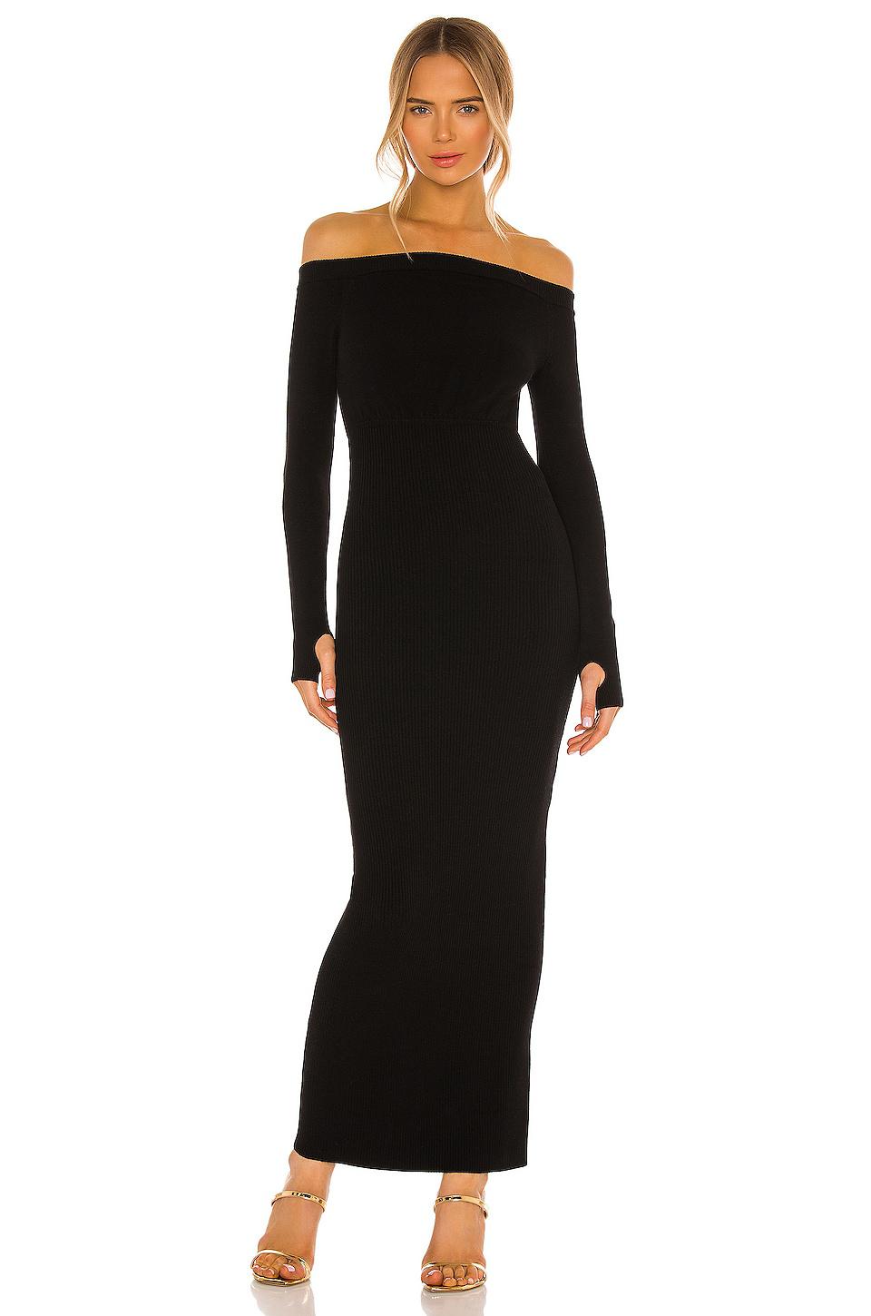 Michael Costello x REVOLVE Off Shoulder Bodycon Maxi Dress in Black by MICHAEL COSTELLO