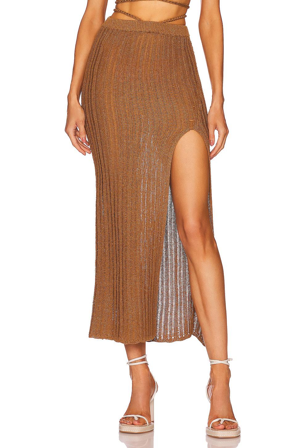 Michael Costello x REVOLVE Sylvan Maxi Skirt in Brown by MICHAEL COSTELLO