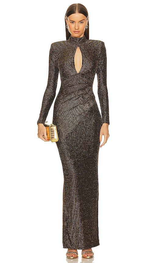 Michael Costello x REVOLVE Winnie Gown in Black,Metallic Gold by MICHAEL COSTELLO