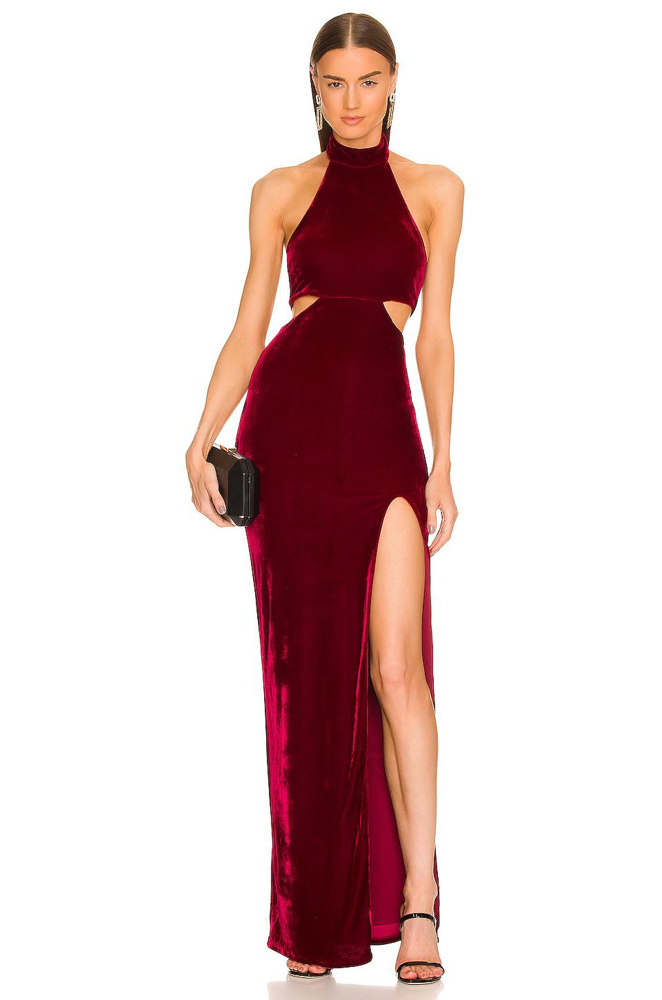 Michael Costello x REVOLVE Zoey Gown in Burgundy by MICHAEL COSTELLO